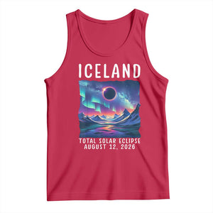 Iceland Total Solar Eclipse 2026 Aurora Tank Top Totality Northern Lights Astronomy Travel Gift TS02 Red Print Your Wear