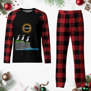 Cute Cartoon Puffins 2026 Total Solar Eclipse Plaid Pajama Set August 12 Totality Funny Astronomy Gift TS02 Buffalo Plaid Print Your Wear