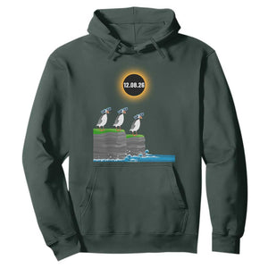 Cute Cartoon Puffins 2026 Total Solar Eclipse Hoodie August 12 Totality Funny Astronomy Gift TS02 Dark Forest Green Print Your Wear