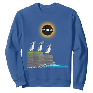 Cute Cartoon Puffins 2026 Total Solar Eclipse Sweatshirt August 12 Totality Funny Astronomy Gift TS02 Royal Blue Print Your Wear