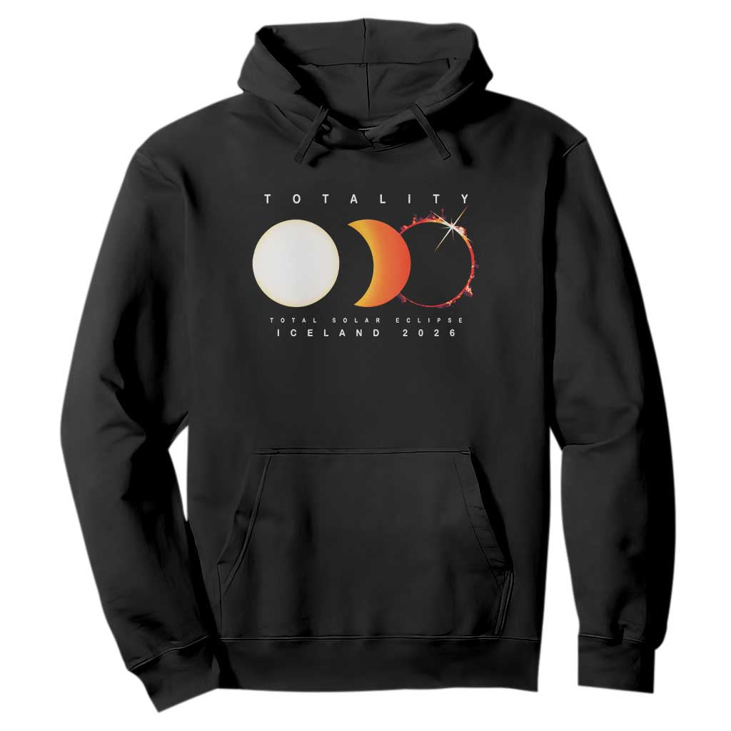 Iceland Total Solar Eclipse 2026 Totality Hoodie Travel Souvenir Astronomy Geek Gift TS02 Black Print Your Wear