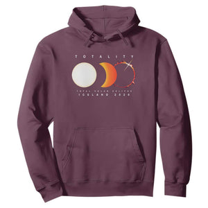 Iceland Total Solar Eclipse 2026 Totality Hoodie Travel Souvenir Astronomy Geek Gift TS02 Maroon Print Your Wear