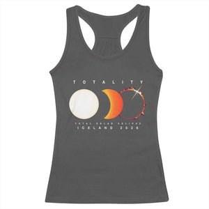 Iceland Total Solar Eclipse 2026 Totality Racerback Tank Top Travel Souvenir Astronomy Geek Gift TS02 Dark Heather Print Your Wear