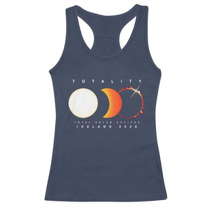 Iceland Total Solar Eclipse 2026 Totality Racerback Tank Top Travel Souvenir Astronomy Geek Gift TS02 Navy Print Your Wear