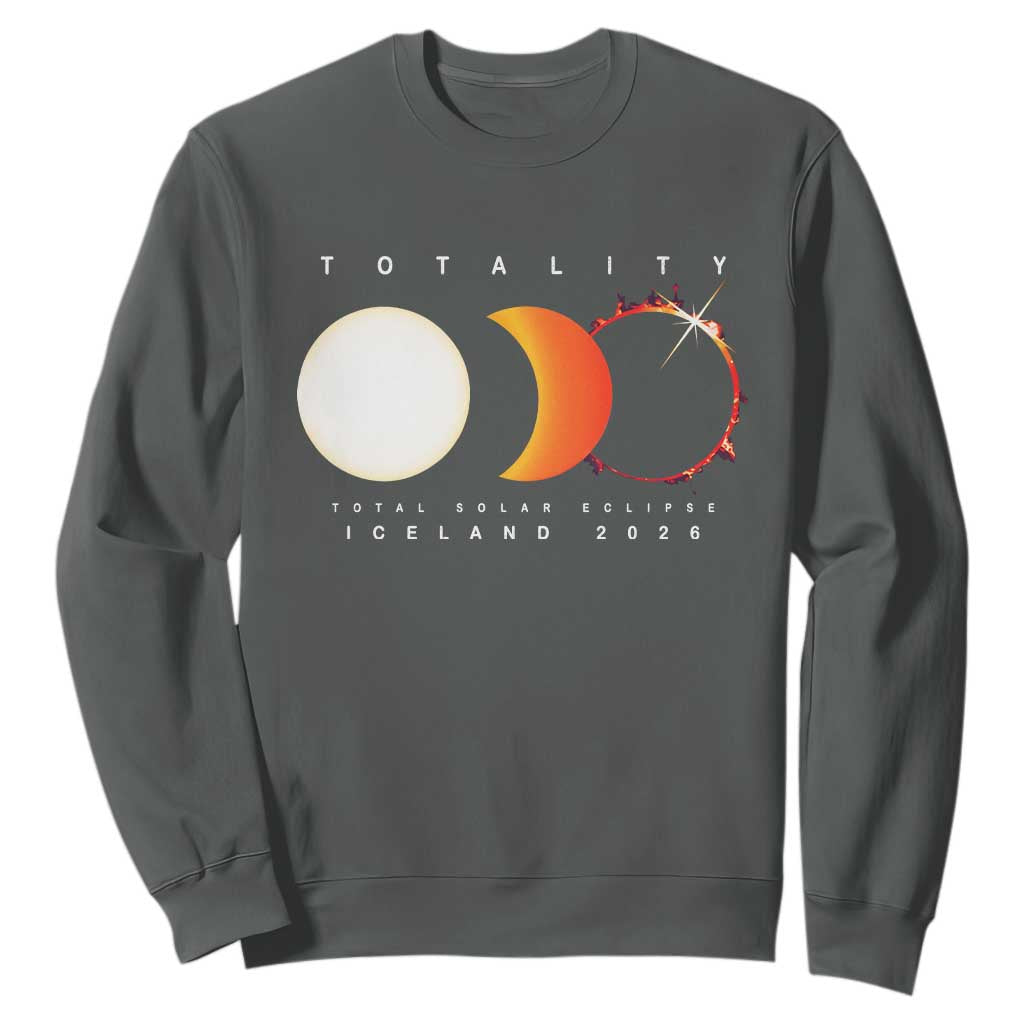 Iceland Total Solar Eclipse 2026 Totality Sweatshirt Travel Souvenir Astronomy Geek Gift TS02 Dark Heather Print Your Wear