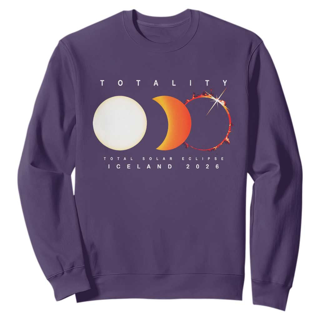 Iceland Total Solar Eclipse 2026 Totality Sweatshirt Travel Souvenir Astronomy Geek Gift TS02 Purple Print Your Wear