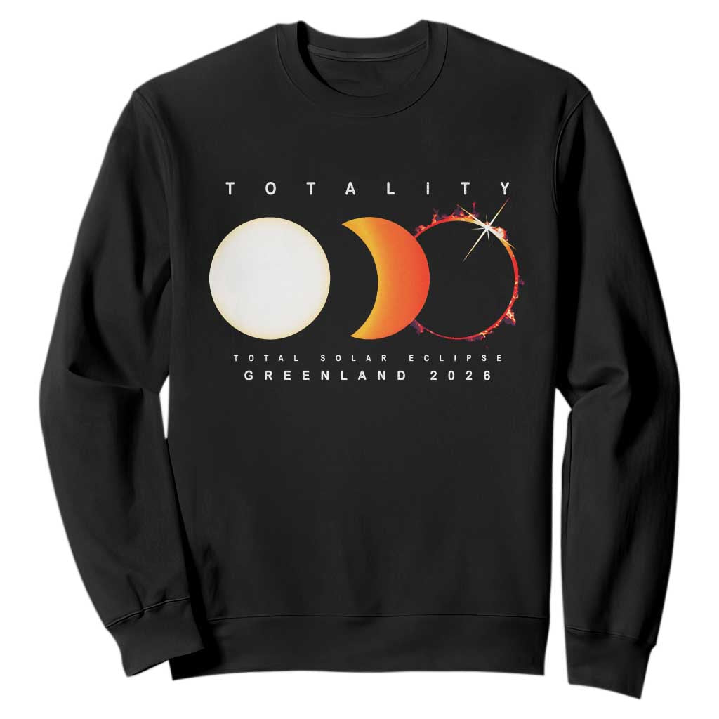 Greenland Total Solar Eclipse 2026 Totality Sweatshirt Travel Souvenir Astronomy Geek Gift TS02 Black Print Your Wear