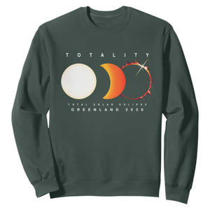 Greenland Total Solar Eclipse 2026 Totality Sweatshirt Travel Souvenir Astronomy Geek Gift TS02 Dark Forest Green Print Your Wear