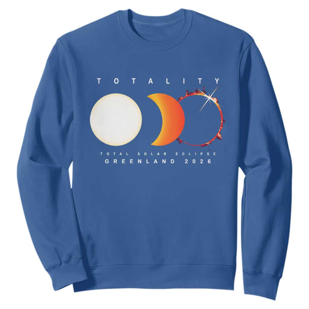 Greenland Total Solar Eclipse 2026 Totality Sweatshirt Travel Souvenir Astronomy Geek Gift TS02 Royal Blue Print Your Wear