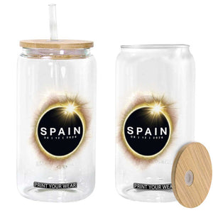 Spain Total Solar Eclipse 2026 Glass Can Path of Totality Astronomy Gift TS02 Print Your Wear