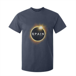 Spain Total Solar Eclipse 2026 T Shirt For Kid Path of Totality Astronomy Gift TS02 Navy Print Your Wear