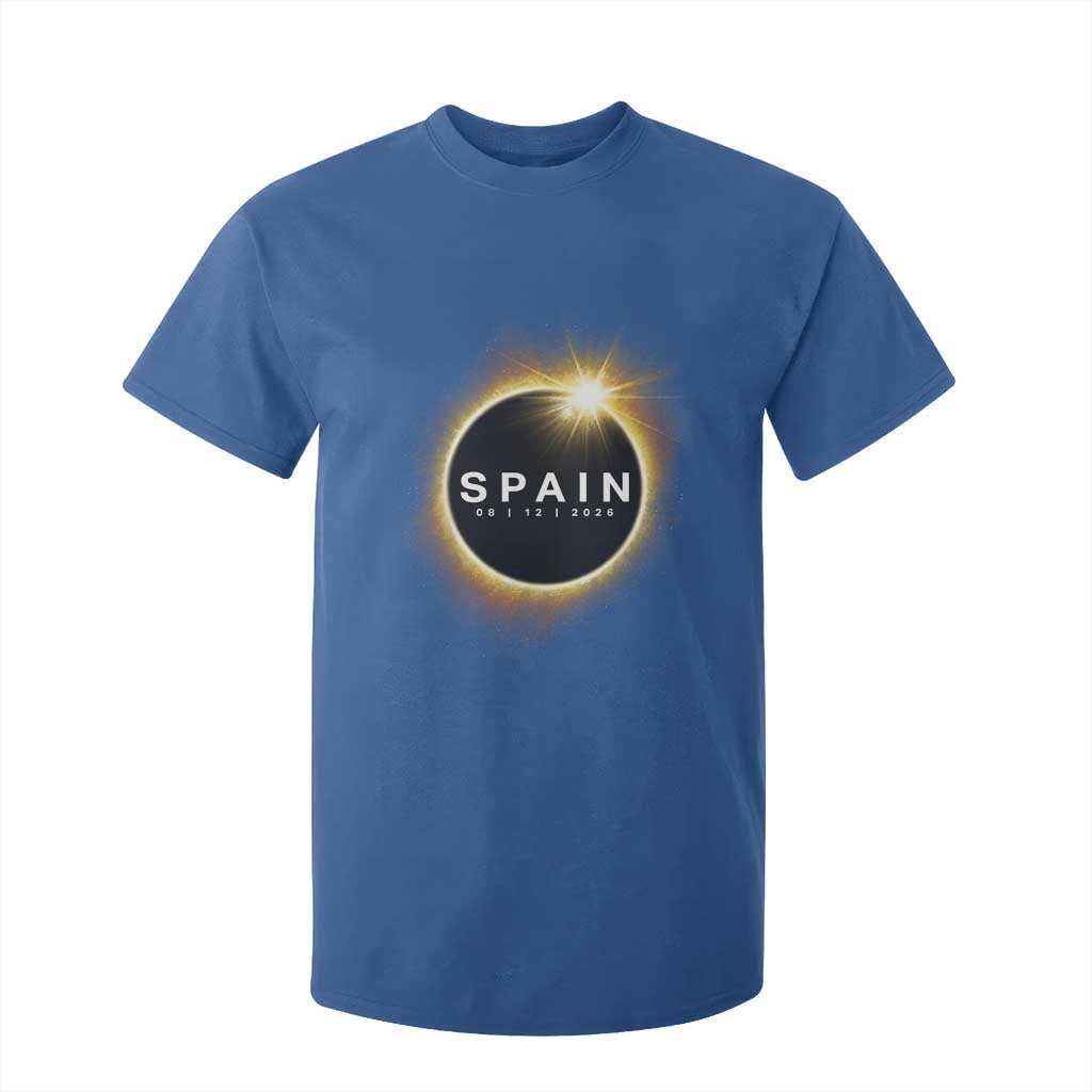 Spain Total Solar Eclipse 2026 T Shirt For Kid Path of Totality Astronomy Gift TS02 Royal Blue Print Your Wear