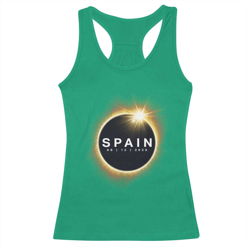 Spain Total Solar Eclipse 2026 Racerback Tank Top Path of Totality Astronomy Gift TS02 Irish Green Print Your Wear