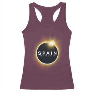 Spain Total Solar Eclipse 2026 Racerback Tank Top Path of Totality Astronomy Gift TS02 Maroon Print Your Wear