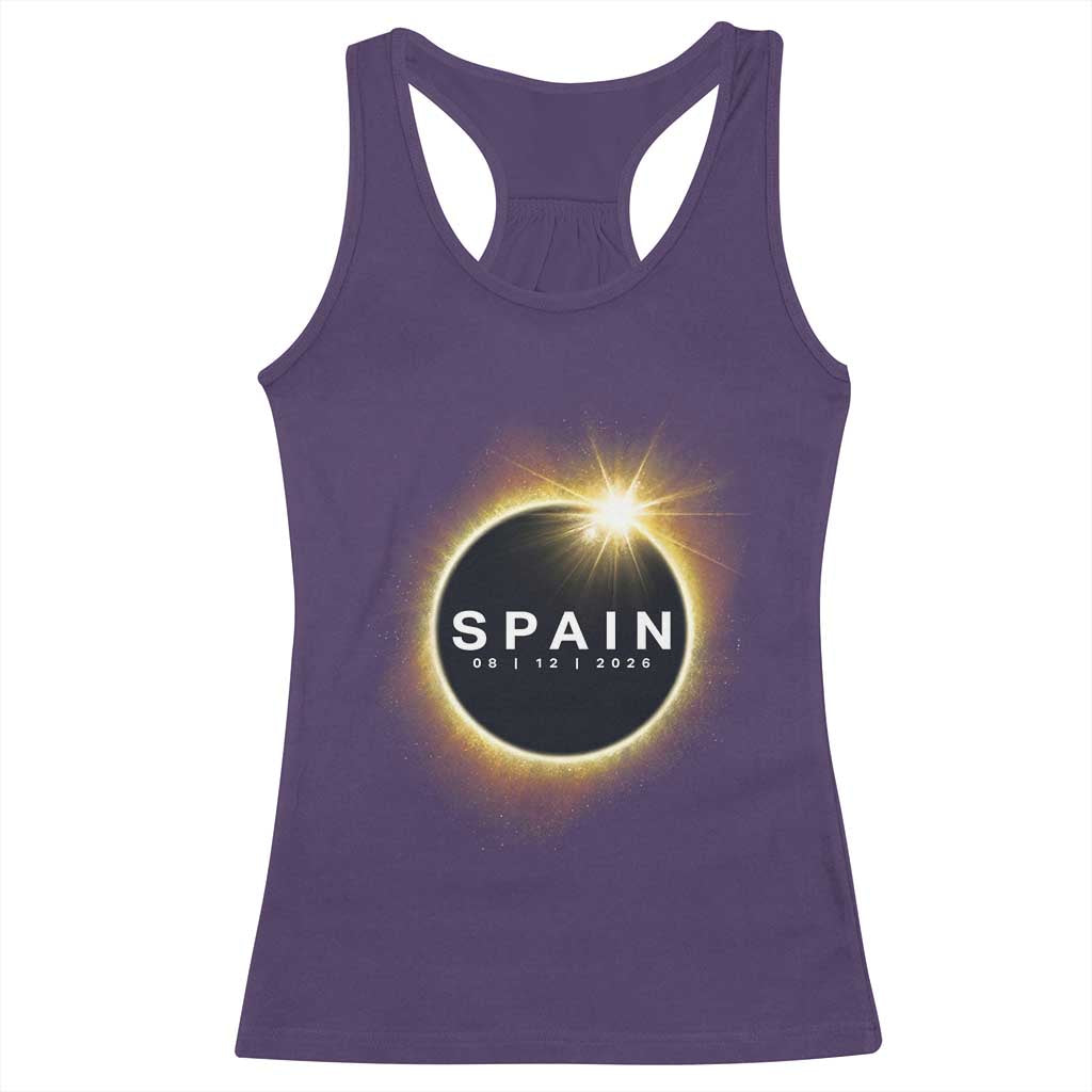 Spain Total Solar Eclipse 2026 Racerback Tank Top Path of Totality Astronomy Gift TS02 Purple Print Your Wear
