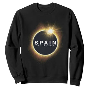 Spain Total Solar Eclipse 2026 Sweatshirt Path of Totality Astronomy Gift TS02 Black Print Your Wear