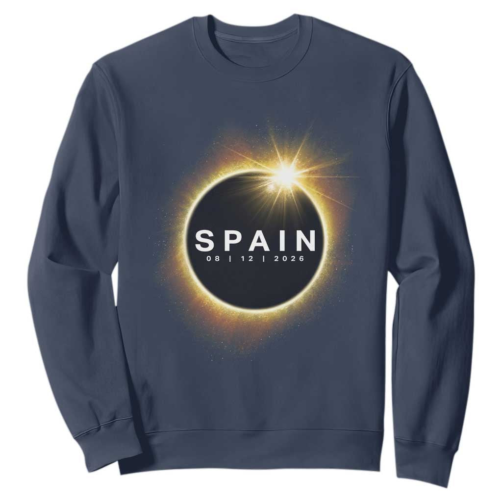 Spain Total Solar Eclipse 2026 Sweatshirt Path of Totality Astronomy Gift TS02 Navy Print Your Wear