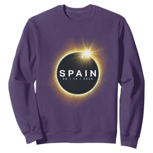 Spain Total Solar Eclipse 2026 Sweatshirt Path of Totality Astronomy Gift TS02 Purple Print Your Wear