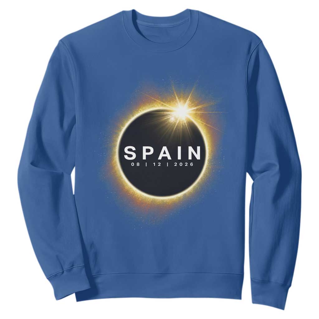 Spain Total Solar Eclipse 2026 Sweatshirt Path of Totality Astronomy Gift TS02 Royal Blue Print Your Wear