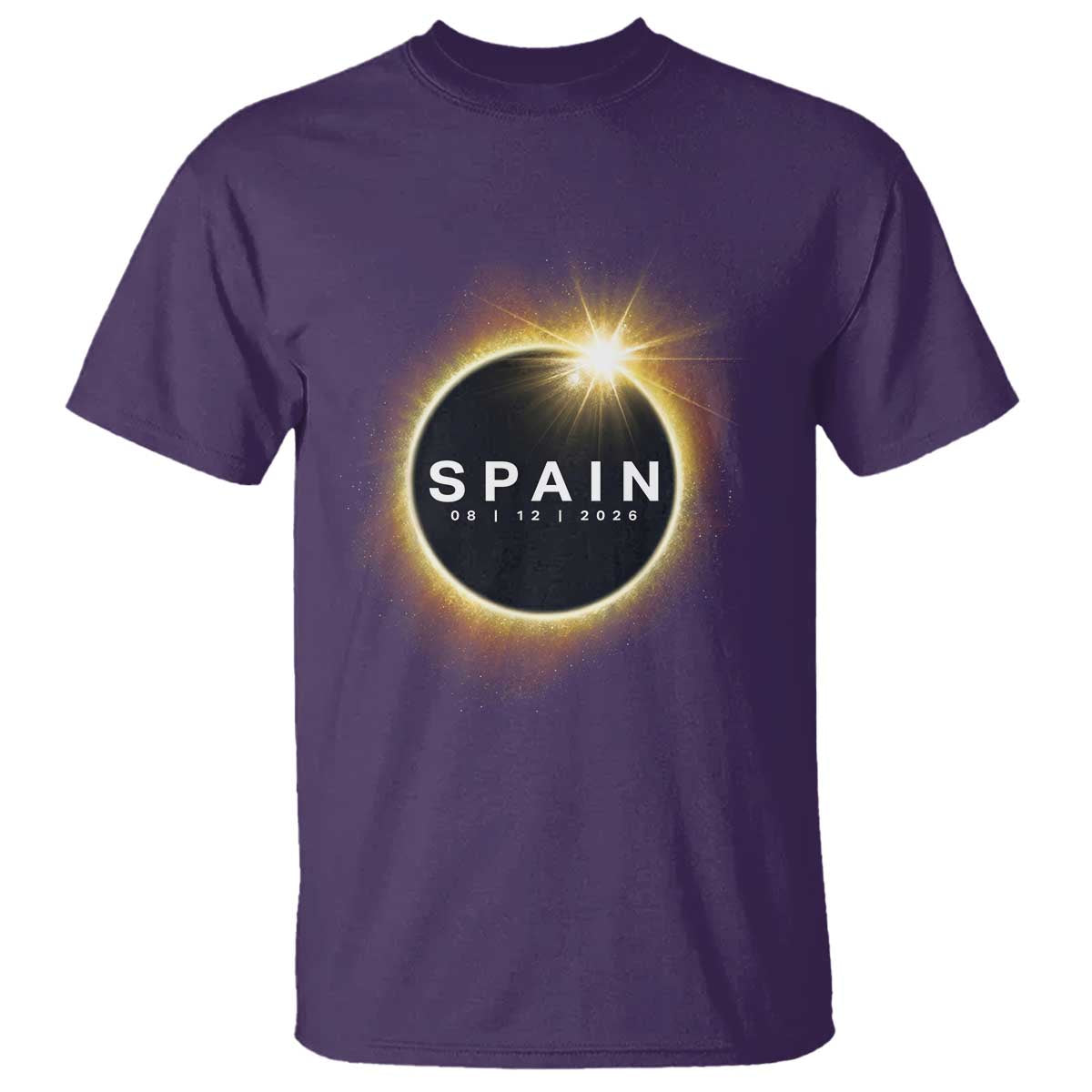 Spain Total Solar Eclipse 2026 T Shirt Path of Totality Astronomy Gift TS02 Purple Print Your Wear