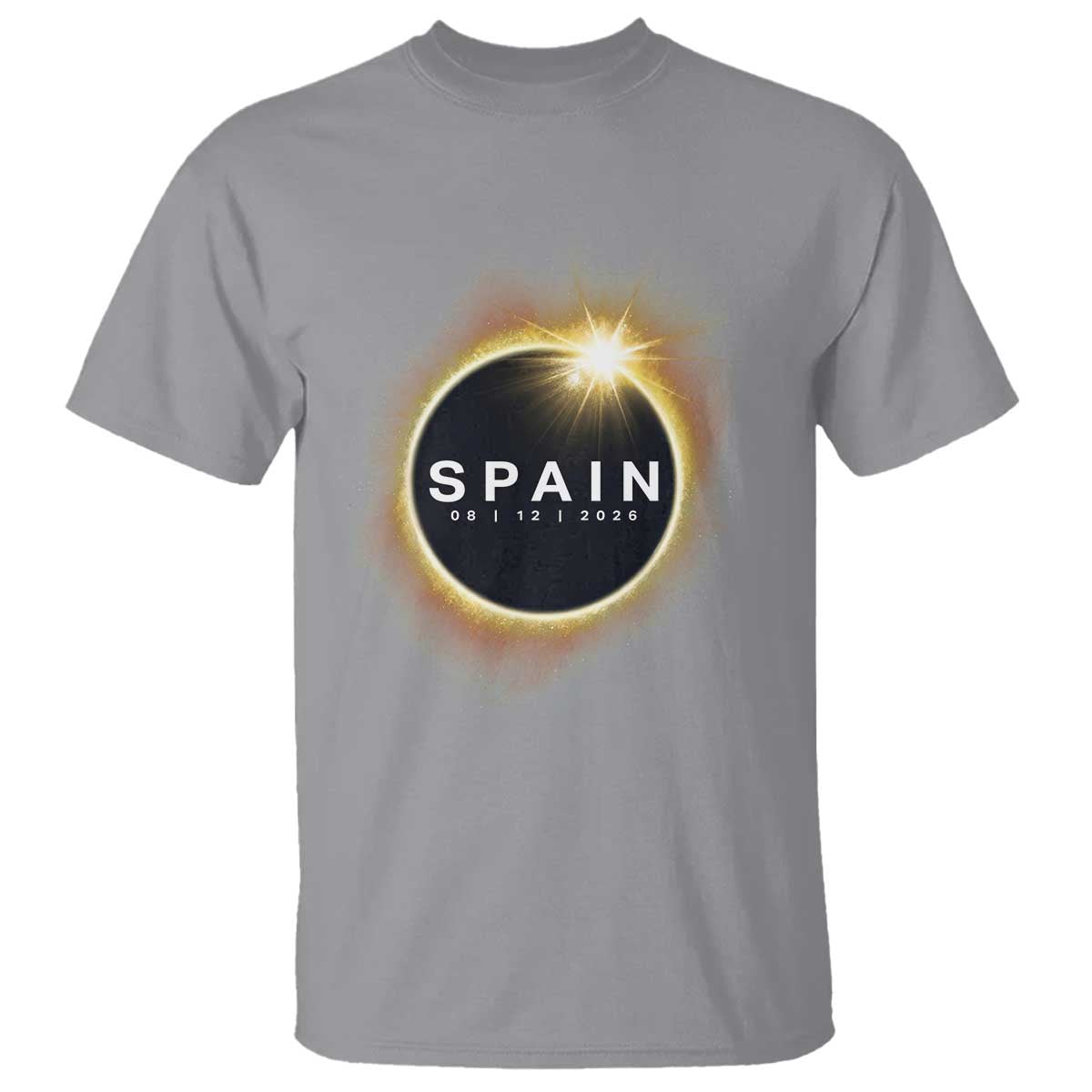 Spain Total Solar Eclipse 2026 T Shirt Path of Totality Astronomy Gift TS02 Sport Gray Print Your Wear