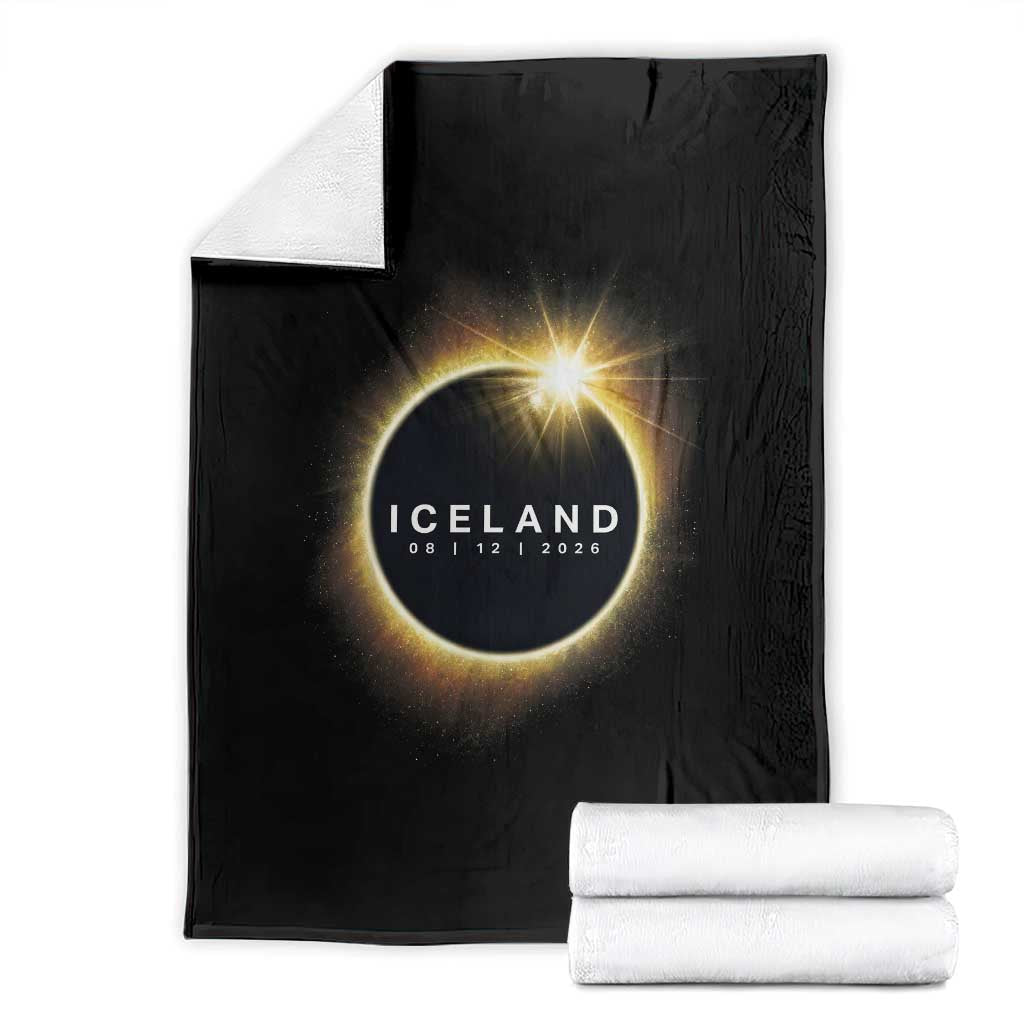 Iceland Total Solar Eclipse 2026 Throw Blanket Path of Totality Astronomy Gift TS02 Black Print Your Wear