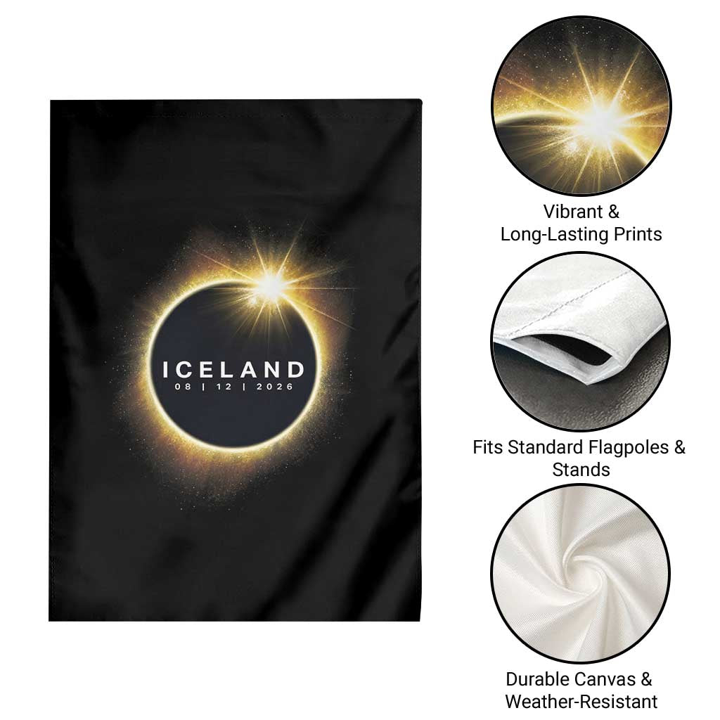 Iceland Total Solar Eclipse 2026 Garden Flag Path of Totality Astronomy Gift TS02 Print Your Wear