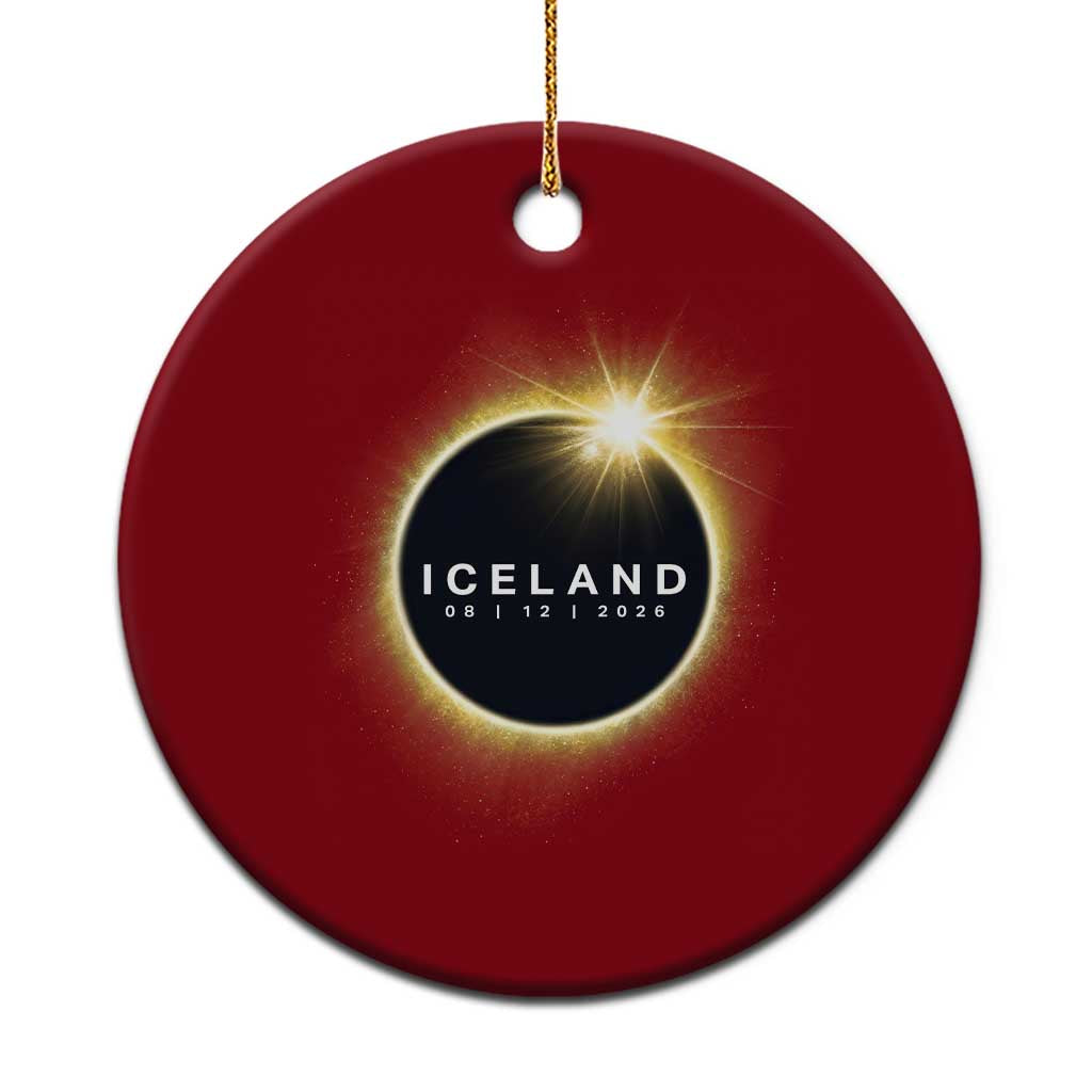 Iceland Total Solar Eclipse 2026 Ceramic Ornament Path of Totality Astronomy Gift TS02 1pc Red Print Your Wear