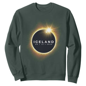 Iceland Total Solar Eclipse 2026 Sweatshirt Path of Totality Astronomy Gift TS02 Dark Forest Green Print Your Wear