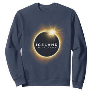 Iceland Total Solar Eclipse 2026 Sweatshirt Path of Totality Astronomy Gift TS02 Navy Print Your Wear