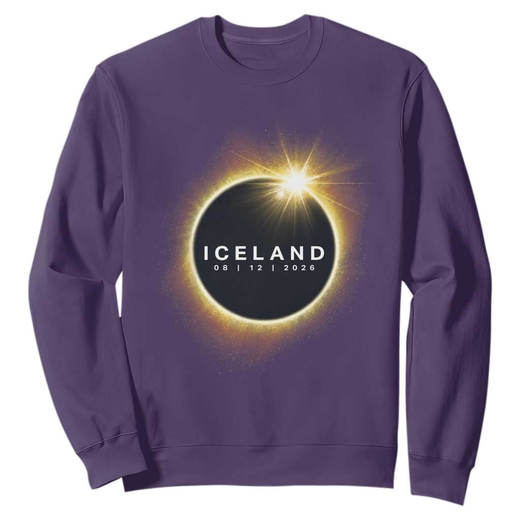 Iceland Total Solar Eclipse 2026 Sweatshirt Path of Totality Astronomy Gift TS02 Purple Print Your Wear
