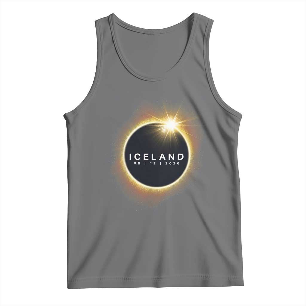 Iceland Total Solar Eclipse 2026 Tank Top Path of Totality Astronomy Gift TS02 Black Heather Print Your Wear