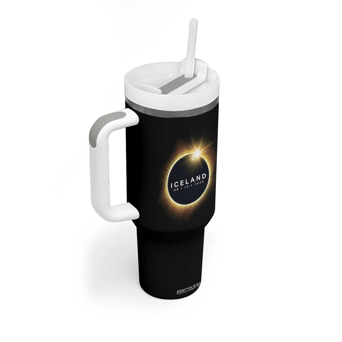 Iceland Total Solar Eclipse 2026 Tumbler With Handle Path of Totality Astronomy Gift TS02 Print Your Wear
