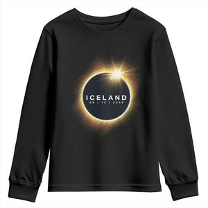 Iceland Total Solar Eclipse 2026 Youth Sweatshirt Path of Totality Astronomy Gift TS02 Black Print Your Wear