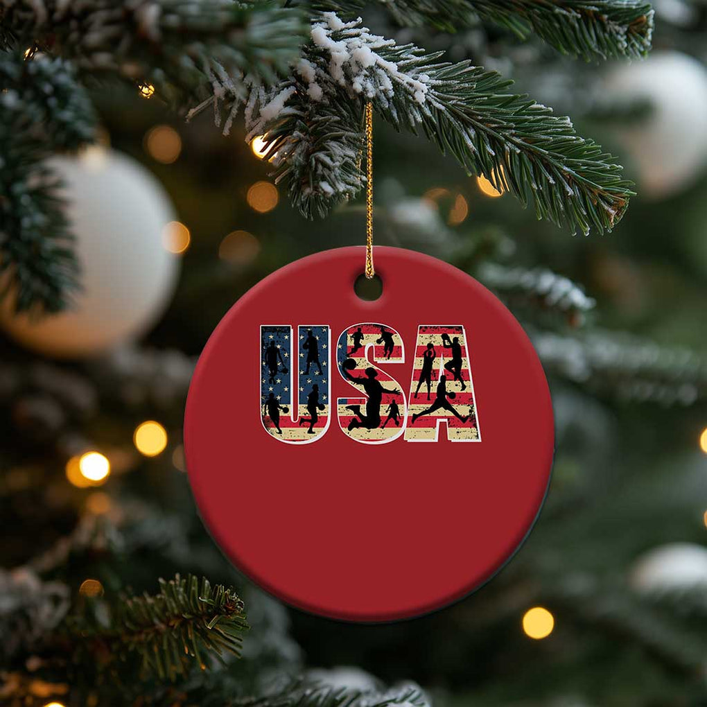 USA American Flag Basketball Christmas Ornament For Sports Enthusiast TS02 Print Your Wear