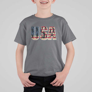 USA American Flag Basketball T Shirt For Kid For Sports Enthusiast TS02 Charcoal Print Your Wear