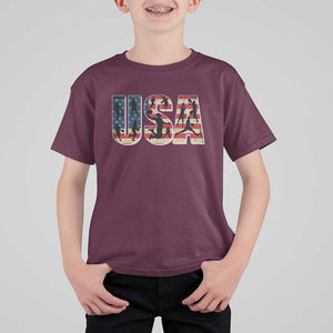 USA American Flag Basketball T Shirt For Kid For Sports Enthusiast TS02 Maroon Print Your Wear