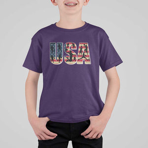 USA American Flag Basketball T Shirt For Kid For Sports Enthusiast TS02 Purple Print Your Wear