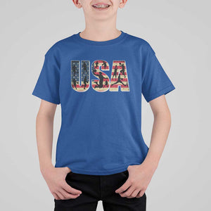 USA American Flag Basketball T Shirt For Kid For Sports Enthusiast TS02 Royal Blue Print Your Wear