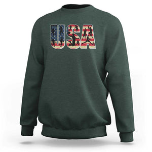 USA American Flag Basketball Sweatshirt For Sports Enthusiast TS02 Dark Forest Green Print Your Wear