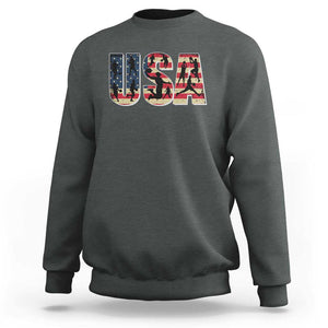 USA American Flag Basketball Sweatshirt For Sports Enthusiast TS02 Dark Heather Print Your Wear