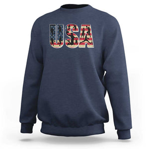 USA American Flag Basketball Sweatshirt For Sports Enthusiast TS02 Navy Print Your Wear