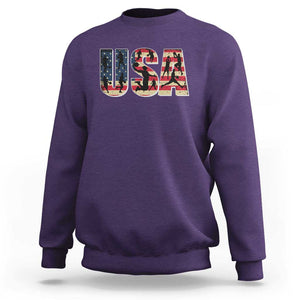 USA American Flag Basketball Sweatshirt For Sports Enthusiast TS02 Purple Print Your Wear