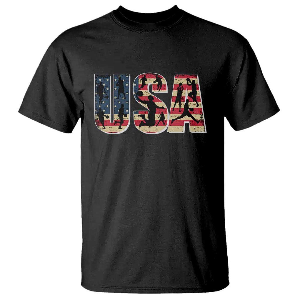 USA American Flag Basketball T Shirt For Sports Enthusiast TS02 Black Print Your Wear