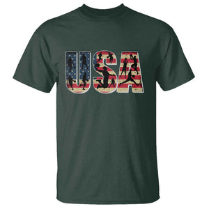 USA American Flag Basketball T Shirt For Sports Enthusiast TS02 Dark Forest Green Print Your Wear