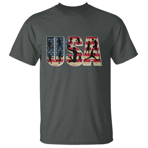 USA American Flag Basketball T Shirt For Sports Enthusiast TS02 Dark Heather Print Your Wear