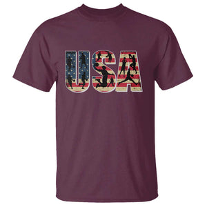 USA American Flag Basketball T Shirt For Sports Enthusiast TS02 Maroon Print Your Wear