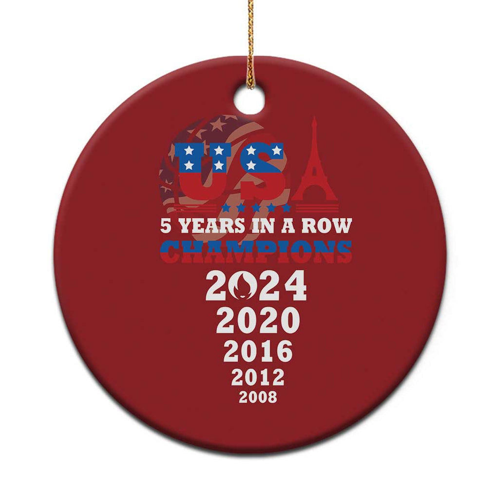 USA American Flag Basketball Christmas Ornament 5 Years In A Row Champions 2024 TS02 Print Your Wear