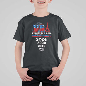 USA American Flag Basketball T Shirt For Kid 5 Years In A Row Champions 2024 TS02 Black Print Your Wear