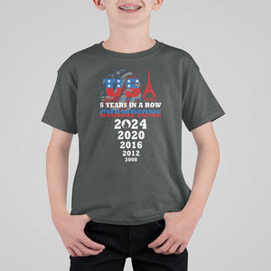 USA American Flag Basketball T Shirt For Kid 5 Years In A Row Champions 2024 TS02 Dark Heather Print Your Wear